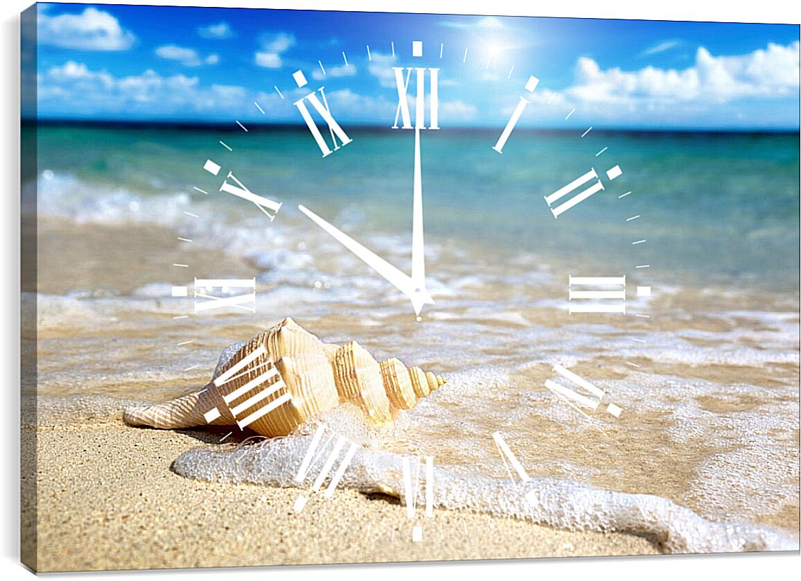 Часы картина - Ракушка на пляже