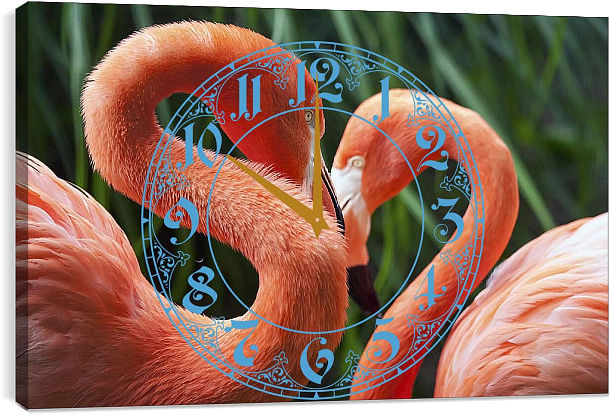 Часы картина - Два фламинго