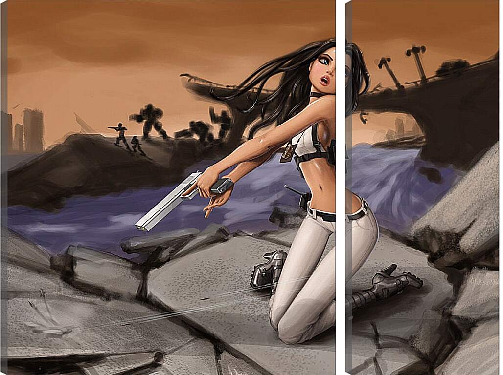Модульная картина - Девченка с пистолетом