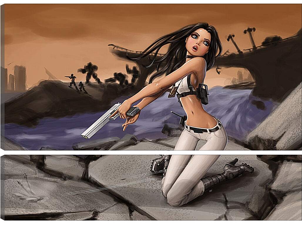 Модульная картина - Девченка с пистолетом