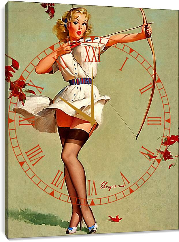 Часы картина - Девушка с луком