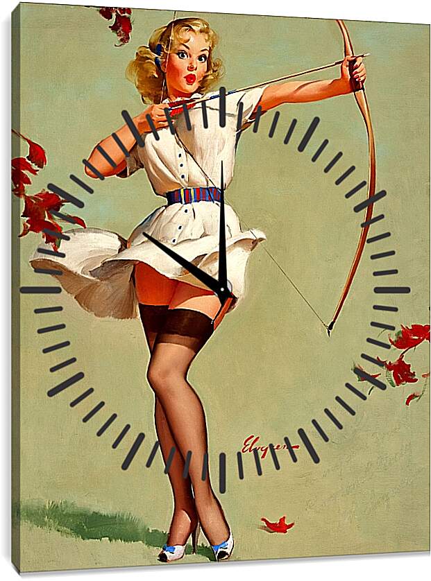 Часы картина - Девушка с луком