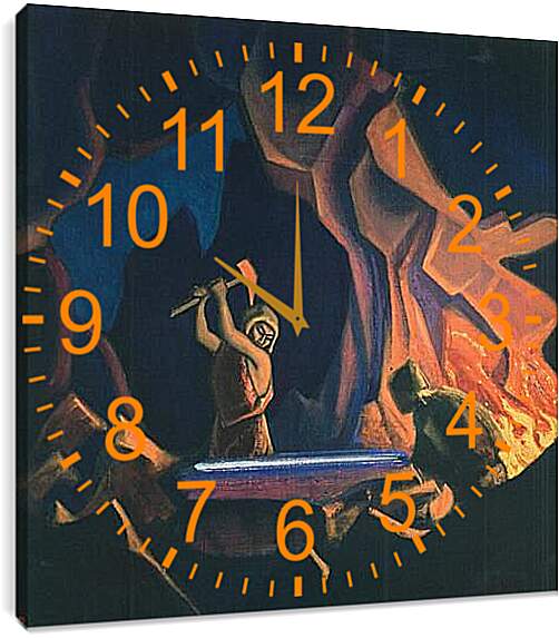 Часы картина - Ковка меча. Рерих Николай