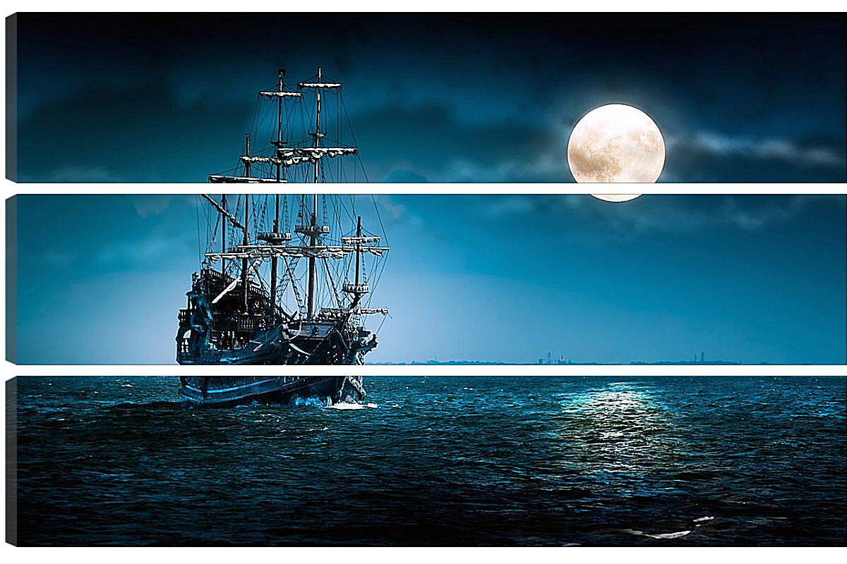 Модульная картина - Корабль под луной
