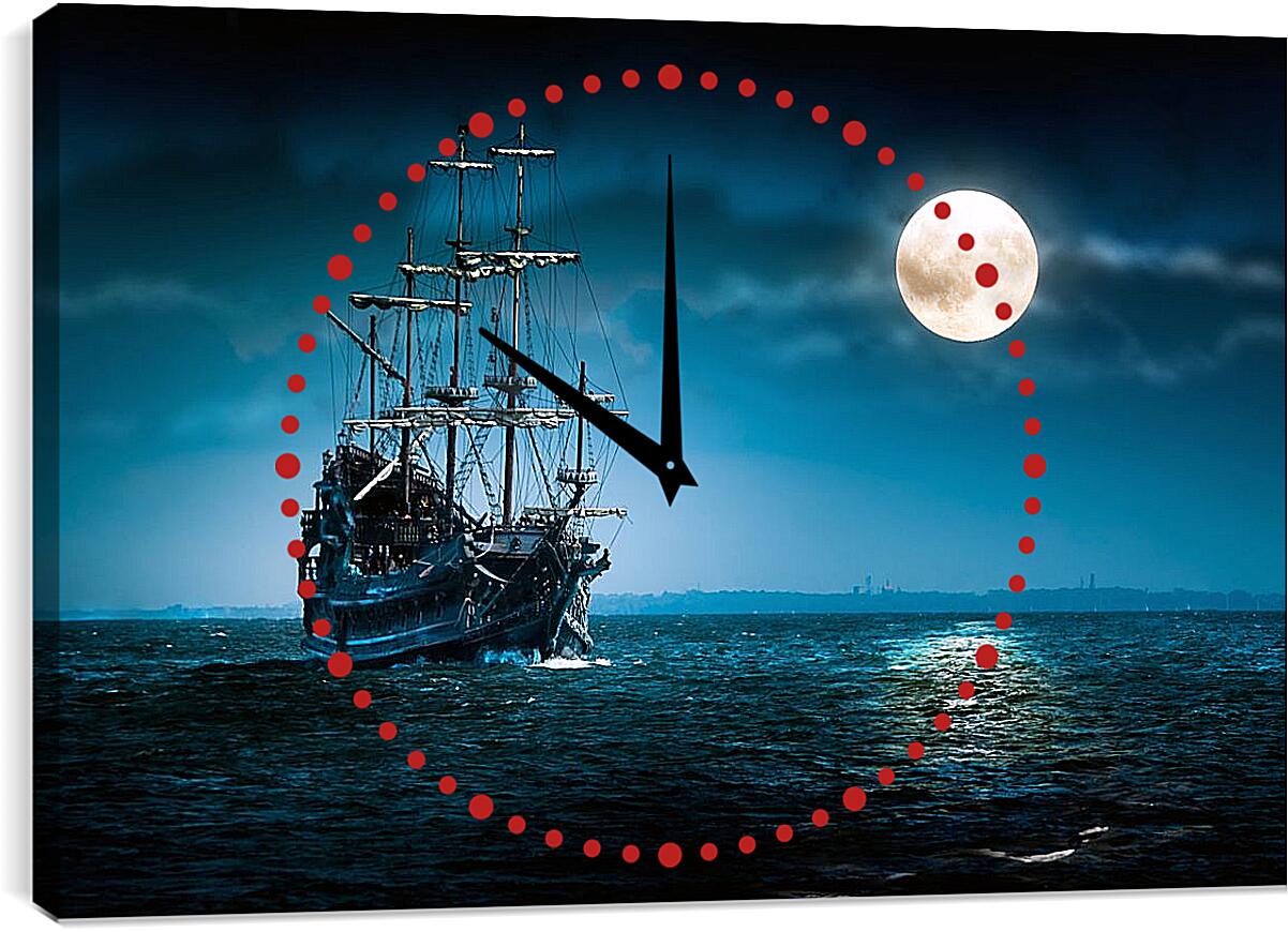 Часы картина - Корабль под луной