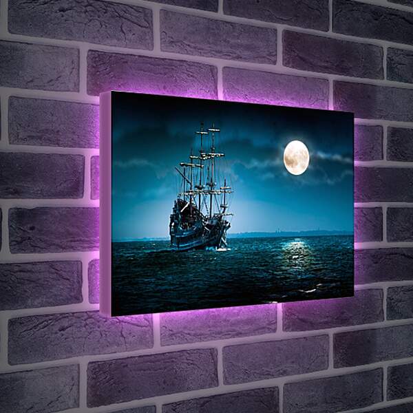 Лайтбокс световая панель - Корабль под луной