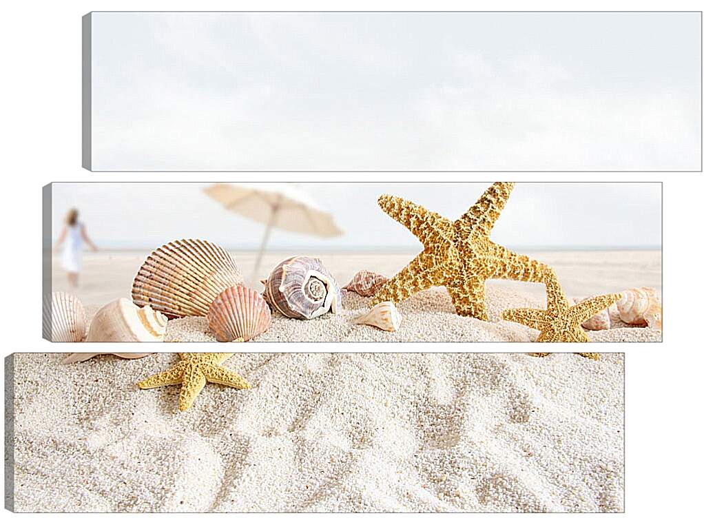 Модульная картина - Пляж и морские звезды