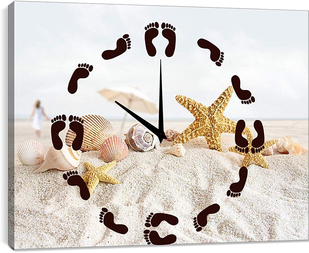 Часы картина - Пляж и морские звезды