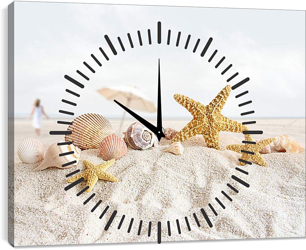 Часы картина - Пляж и морские звезды