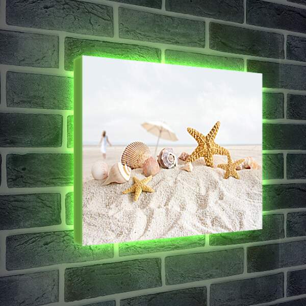 Лайтбокс световая панель - Пляж и морские звезды