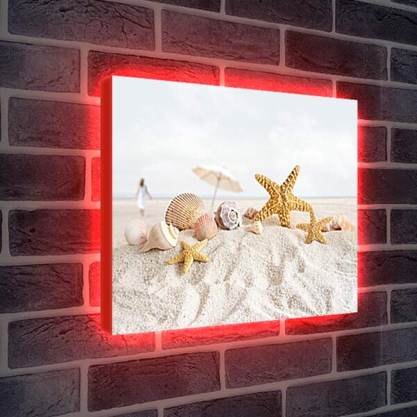Лайтбокс световая панель - Пляж и морские звезды