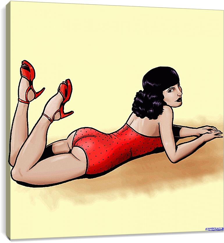 Постер и плакат - Девушка в красном купальнике (стиль пин ап)