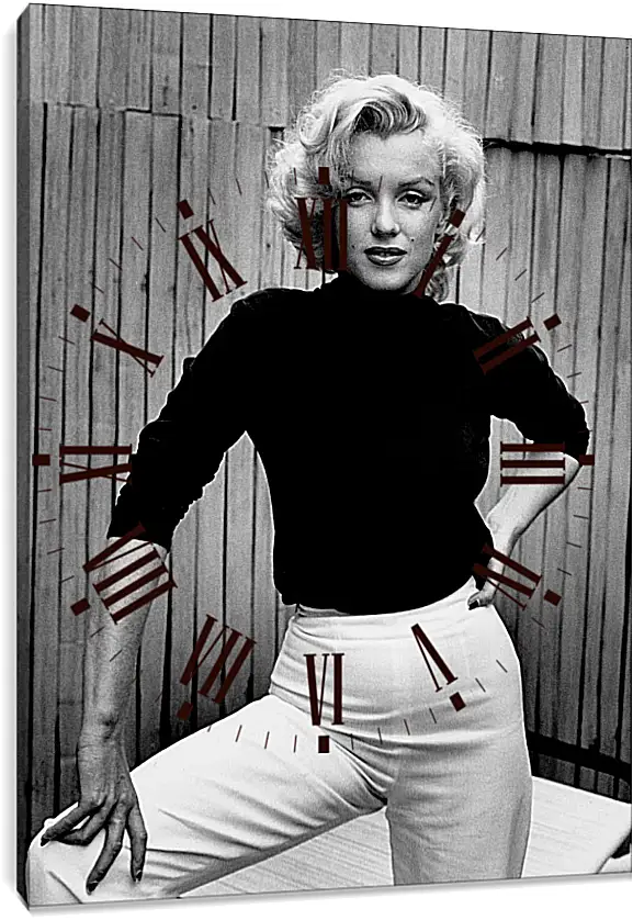 Часы картина - Мерилин Монро в белых брюках  (Marilyn Monroe)