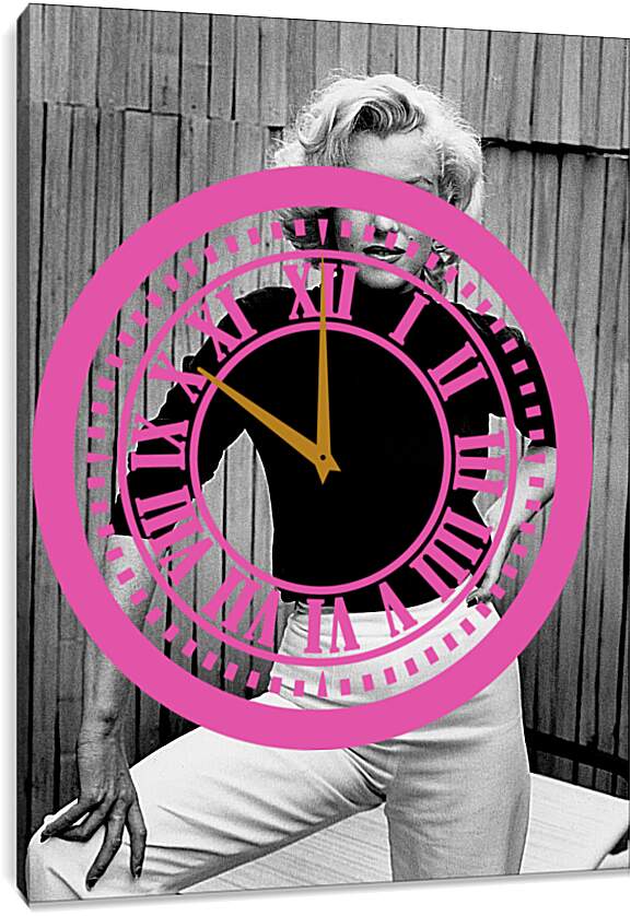 Часы картина - Мерилин Монро в белых брюках  (Marilyn Monroe)