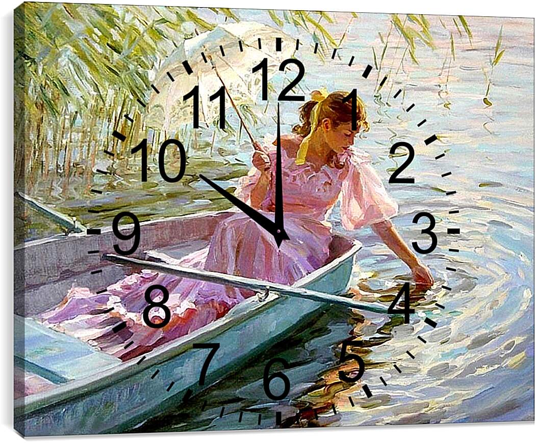 Часы картина - В лодке