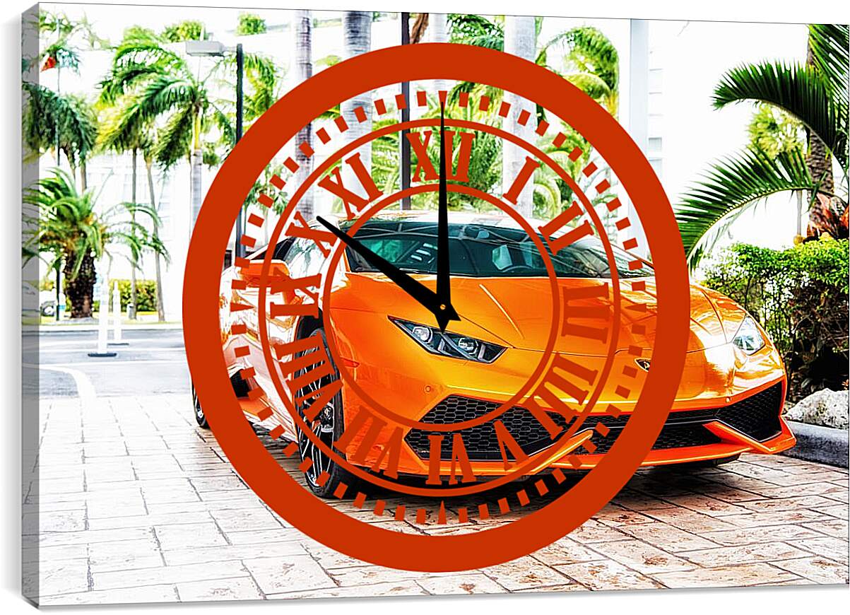 Часы картина - Оранжевая ламборгини