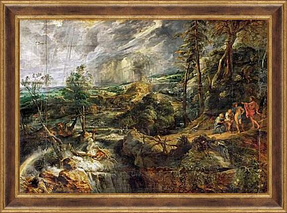 Картина в раме - Stormy Landscape with Philemon and Baucis. Питер Пауль Рубенс