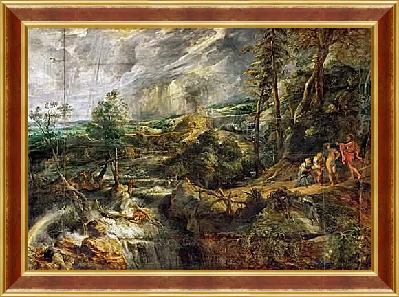 Картина в раме - Stormy Landscape with Philemon and Baucis. Питер Пауль Рубенс