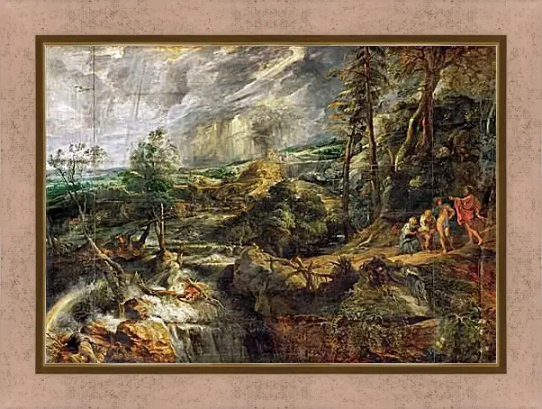 Картина в раме - Stormy Landscape with Philemon and Baucis. Питер Пауль Рубенс