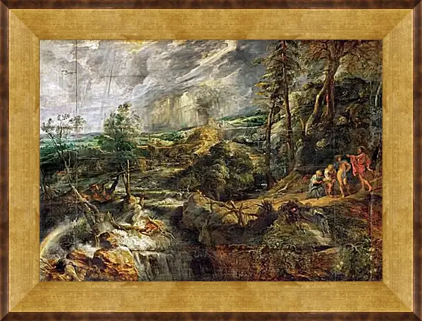 Картина в раме - Stormy Landscape with Philemon and Baucis. Питер Пауль Рубенс