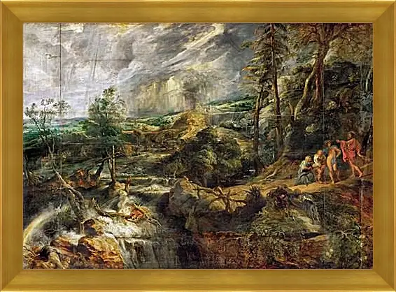 Картина в раме - Stormy Landscape with Philemon and Baucis. Питер Пауль Рубенс