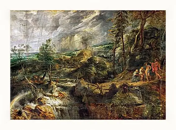 Картина в раме - Stormy Landscape with Philemon and Baucis. Питер Пауль Рубенс