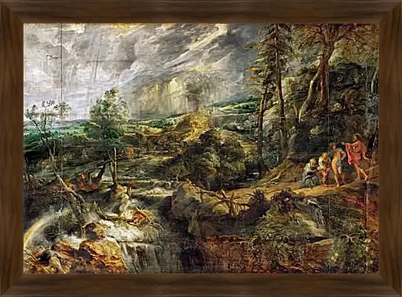 Картина в раме - Stormy Landscape with Philemon and Baucis. Питер Пауль Рубенс