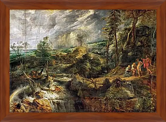 Картина в раме - Stormy Landscape with Philemon and Baucis. Питер Пауль Рубенс