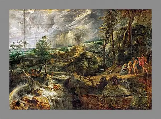 Картина в раме - Stormy Landscape with Philemon and Baucis. Питер Пауль Рубенс