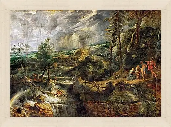 Картина в раме - Stormy Landscape with Philemon and Baucis. Питер Пауль Рубенс