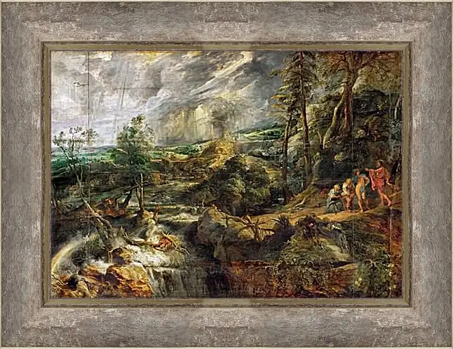 Картина в раме - Stormy Landscape with Philemon and Baucis. Питер Пауль Рубенс