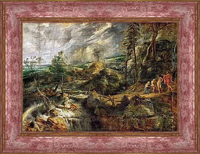 Картина в раме - Stormy Landscape with Philemon and Baucis. Питер Пауль Рубенс