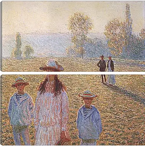 Модульная картина - Landscape with Figures, Giverny. Клод Моне