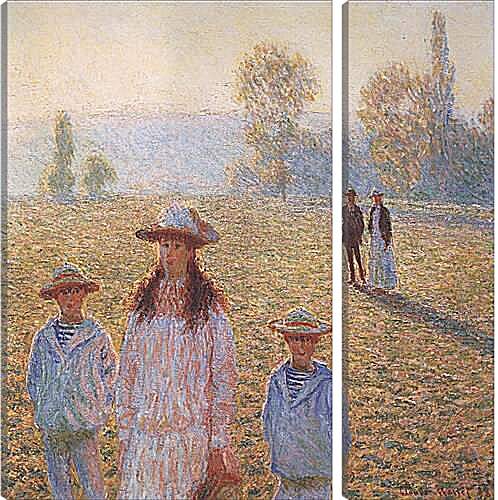 Модульная картина - Landscape with Figures, Giverny. Клод Моне