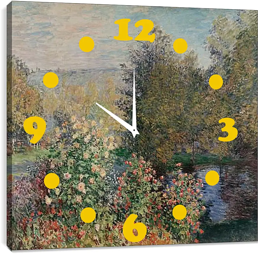 Часы картина - Corner of the Garden at Montgeron. Клод Моне