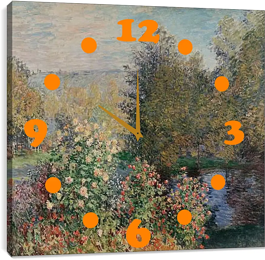 Часы картина - Corner of the Garden at Montgeron. Клод Моне