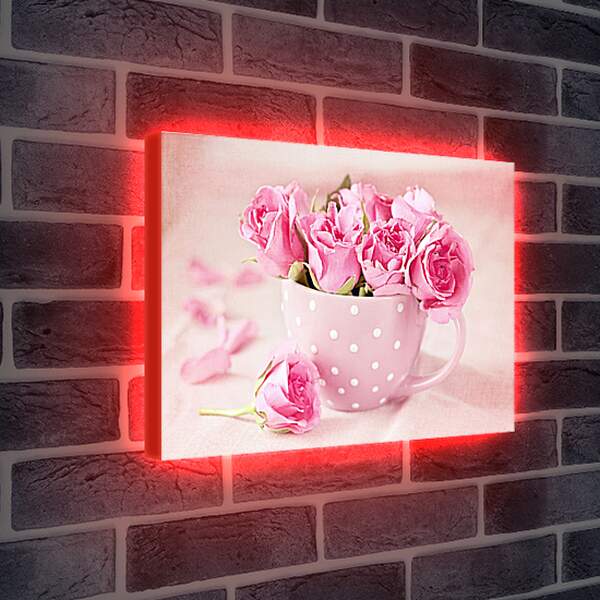 Лайтбокс световая панель - Маленькие розы в чашке