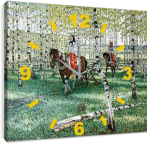 Часы картина - На работу. Богданов Николай