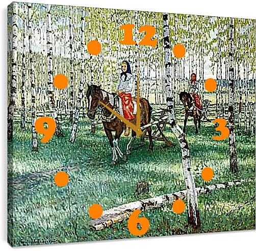 Часы картина - На работу. Богданов Николай