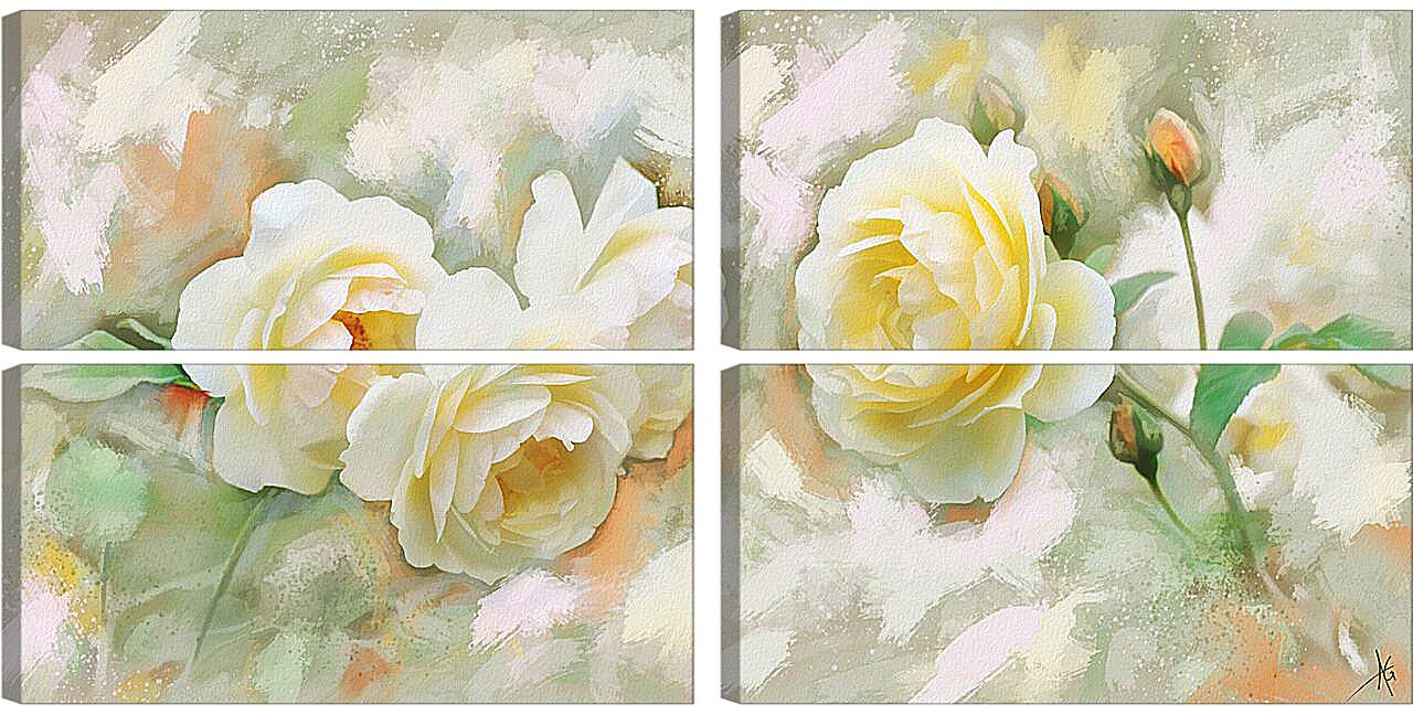Модульная картина - Белые розы
