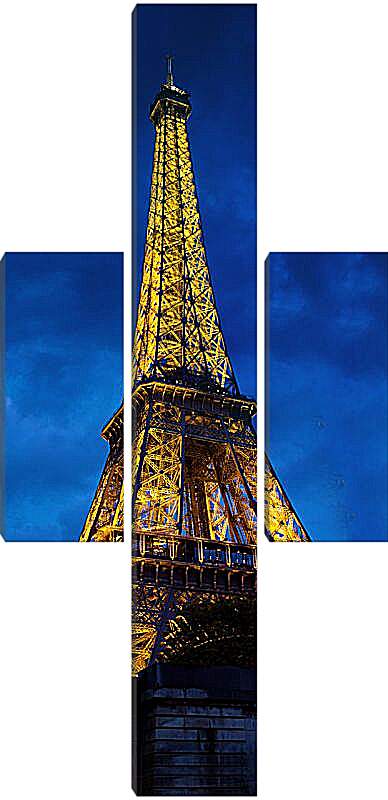 Модульная картина - Эйфелева башня в подсветке