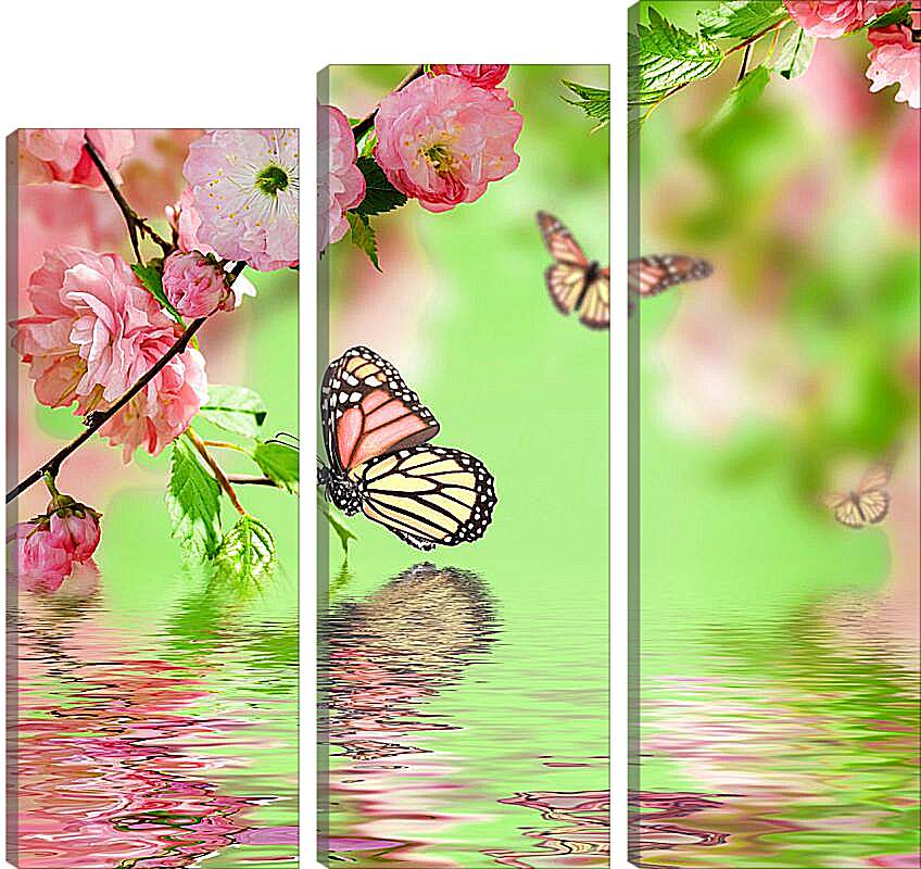 Модульная картина - Бабочки над водой