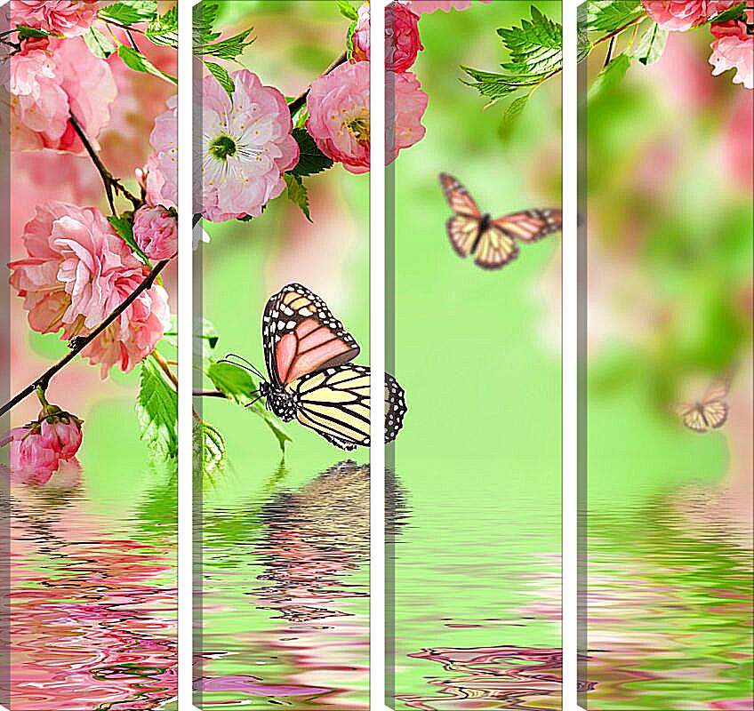 Модульная картина - Бабочки над водой