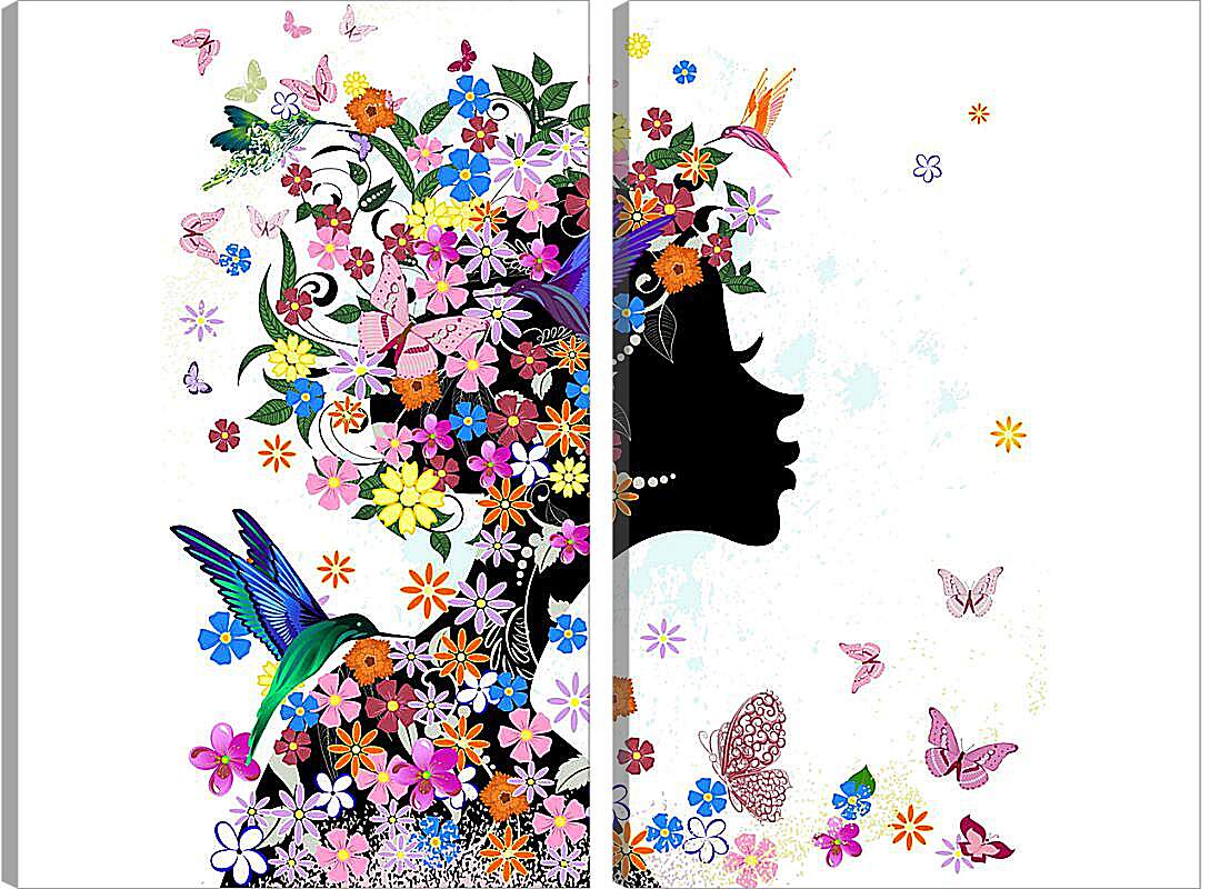Модульная картина - Девушка с цветами
