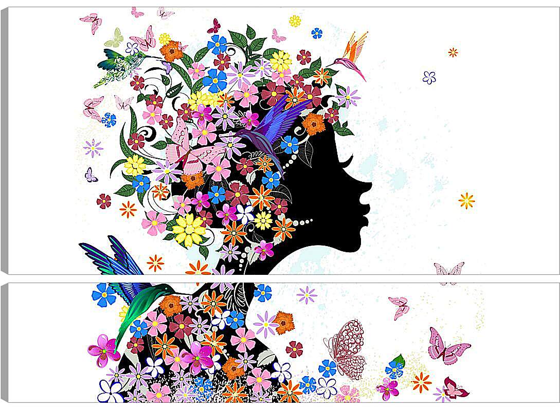 Модульная картина - Девушка с цветами