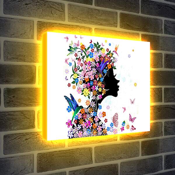 Лайтбокс световая панель - Девушка с цветами