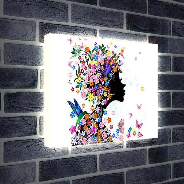 Лайтбокс световая панель - Девушка с цветами