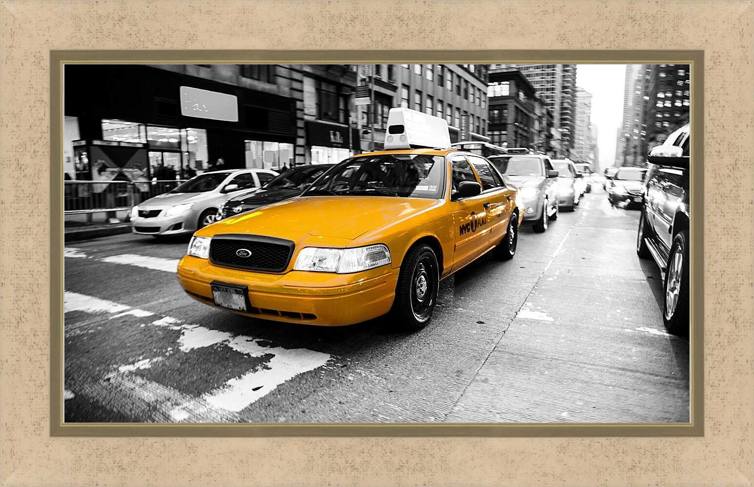 Картина в раме - Такси. Нью-Йорк.