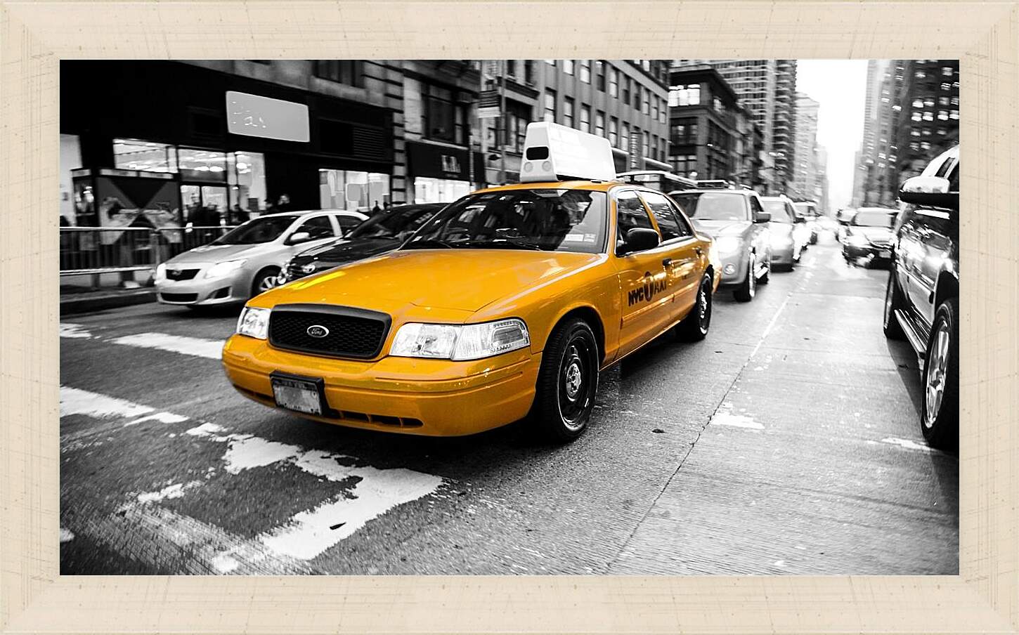 Картина в раме - Такси. Нью-Йорк.