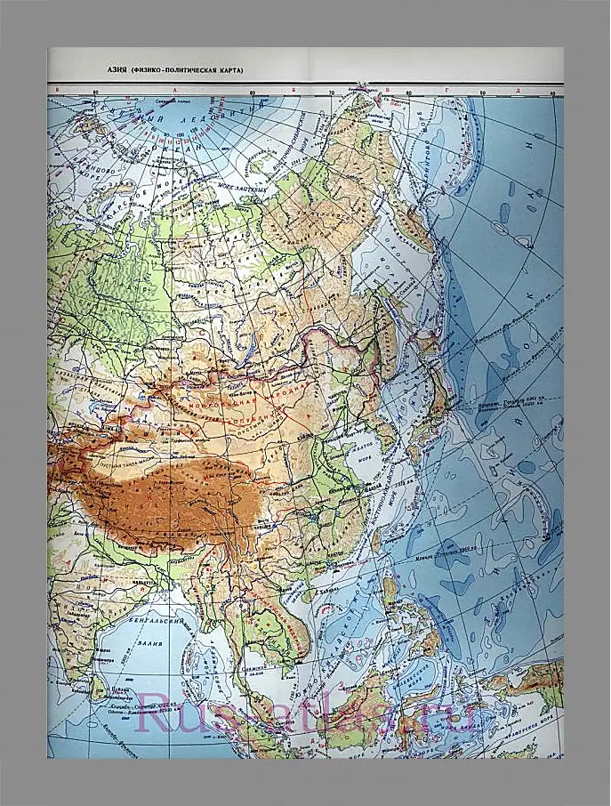 Картина в раме - Карта Азии